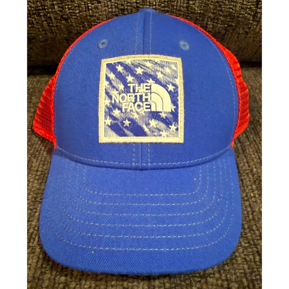 Kids Youth North Face Trucker Hat Snapback Red White Blue Small Patriotic Star